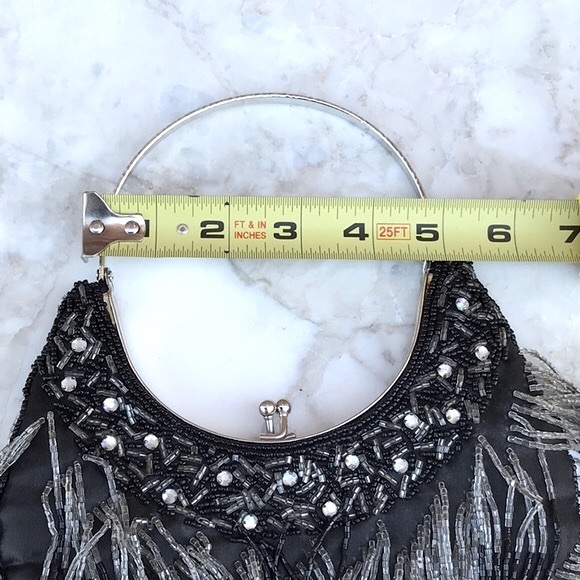 Vintage Black and Silver Beaded Evening Bag - Picture 9 of 10